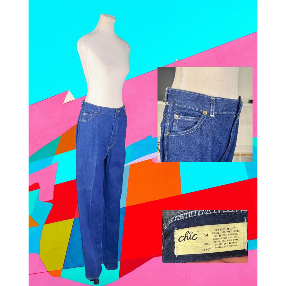 Deadstock Vintage 80s Ms. Chic by Cotton High Waist Straight Mom Jeans 14 Long